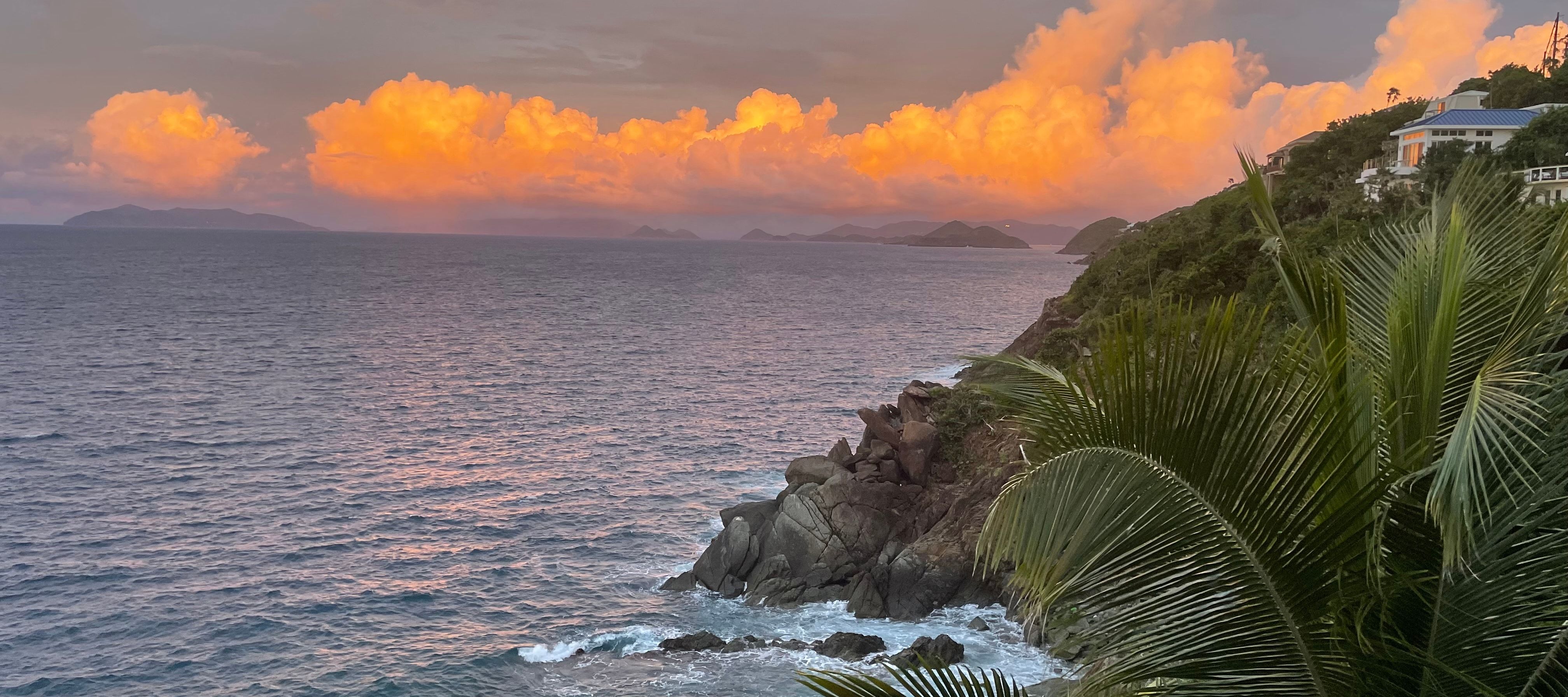 Sunset over the water at Peterborg, St. Thomas